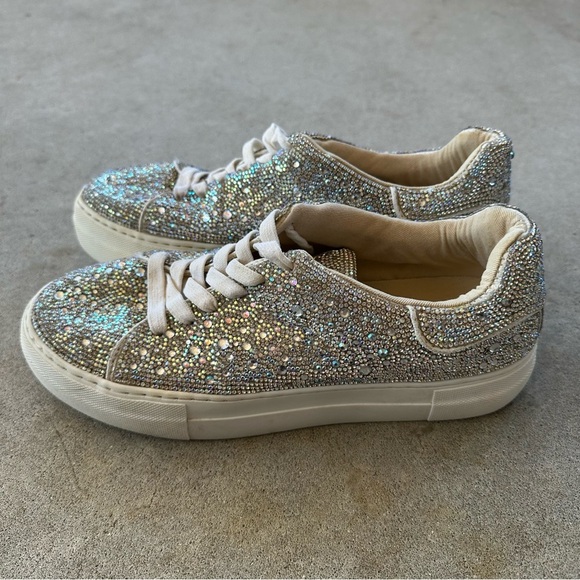 Betsey Johnson Suton Lace-Up Rhinestone Platform Sneakers Women’s Size 8.5 - Picture 5 of 13